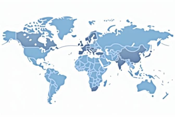Carte du monde stylisée avec des lignes de connexion représentant les flux commerciaux internationaux et la croissance des entreprises, symbolisant l'accompagnement à l'export de Neovian Subsidium.
