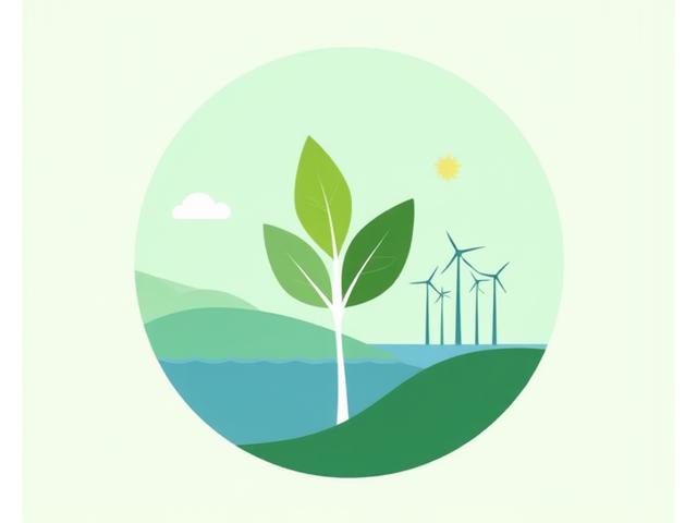 Illustration d'une feuille stylisée avec des symboles d'énergie renouvelable, représentant des projets écologiques.