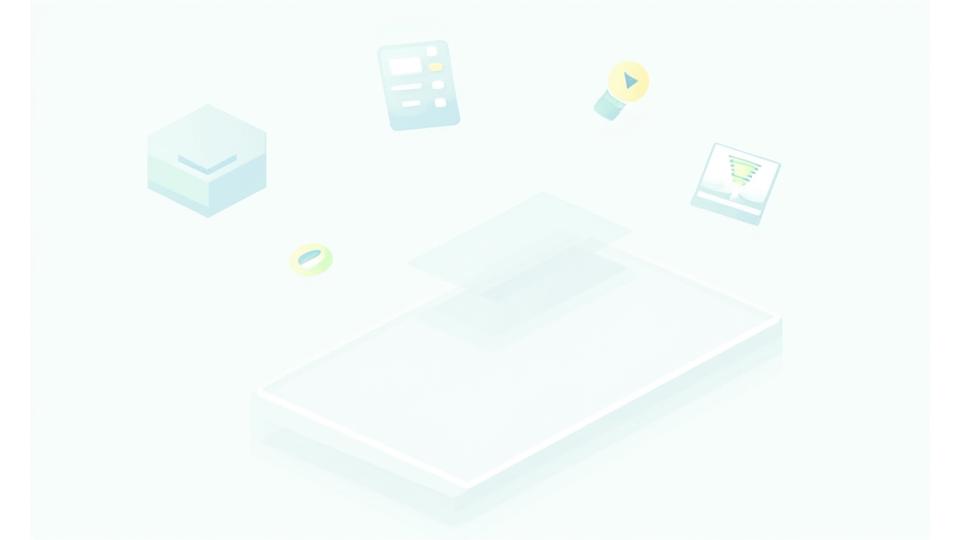 Illustration d'un ensemble d'outils digitaux : icônes de calculatrice, de dossier, de graphique, de tableau de bord, flottant au-dessus d'un clavier, symbolisant la suite d'outils et templates propriétaires de modélisation financière.