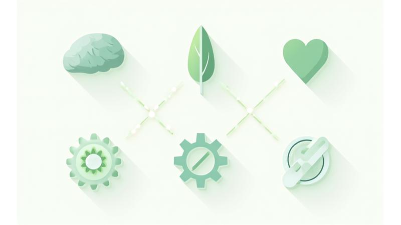 Illustration d'icônes représentant divers secteurs d'innovation (IA, énergie verte, santé, finance), connectés par un réseau lumineux.